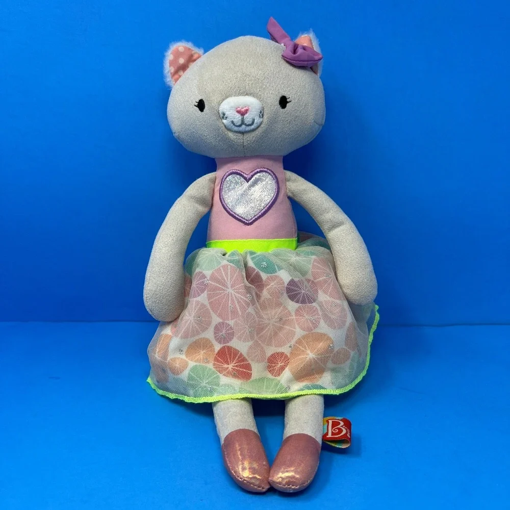 B Toys Plush Cat 15 Inch Pink Citrus Tutu Heart Ballerina Kitten Plushie